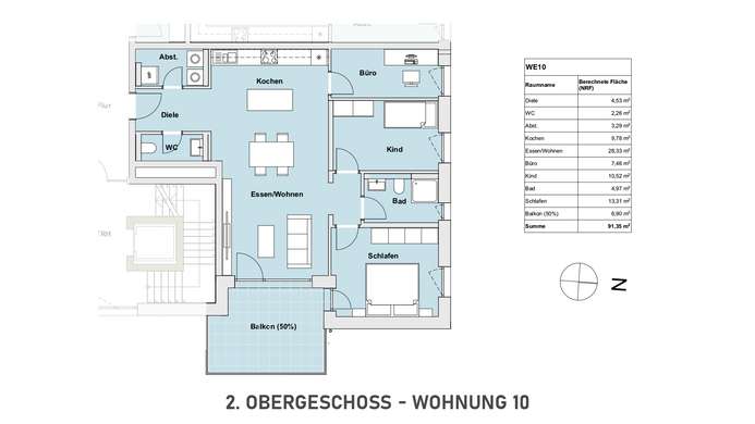 WHG. 10: Provisionsfrei KfW 40 Neubau Elz – 3 Zimmer ca. 91 m² Balkon