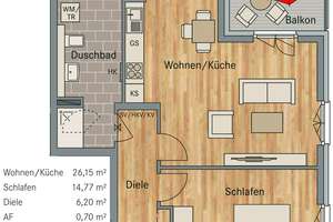 I Hinterhaus im Rohlands Hof I 2. OG I 2-RW I Parkett I Balkon I Dusche I TG-Stellplatz I – 4159 Möckern, Leipzig – Vorschaubild 2