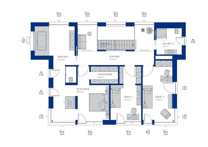 Grundriss Doppelhaus OG