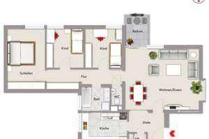 Helle 4-Zimmer-Wohnung mit Südost-Balkon & Garage – Die vollständige Adresse der Immobilie erhältst du vom Anbieter., 90473 Langwasser Südost, Nürnberg – Vorschaubild 11