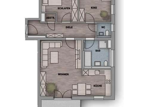 Neubau! 3-Zi.-Wohnung mit 12qm überdachtem Süd-Balkon... Neubau! 3-Zi.-Wohnung mit 12qm überdachtem Süd-Balkon...