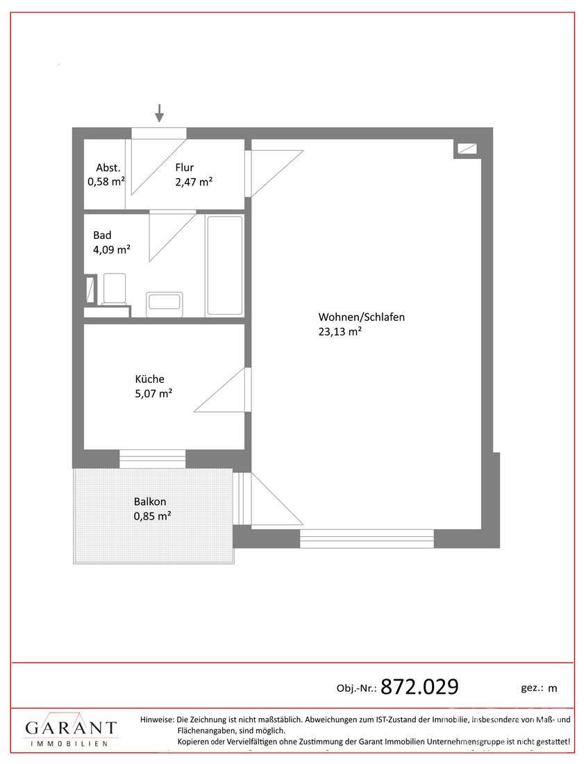 Renovierungsbedürftige 1 Zimmer-Wohnung mit Balkon in Landshut, Landshut – Bild 3