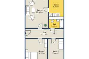 Familienfreundliche 3-Raum-Wohnung mit gr. Loggia im Grünen – Schönauer Ring 35, 4205 Schönau, Leipzig – Vorschaubild 2