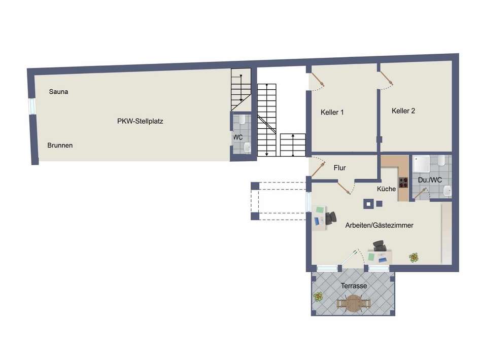 Erdgeschoss Hinterhaus und Neb
