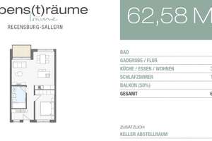 Moderne 2-Zimmer-Wohnung mit Balkon in Regensburg – Nordgaustraße 40, 93059 Sallern-Gallingkofen, Regensburg – Vorschaubild 2