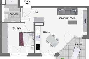 Helle 2-Zimmer-Wohnung mit Balkon in Stuttgart – Die vollständige Adresse der Immobilie erhältst du vom Anbieter., 70374 Espan, Stuttgart – Vorschaubild 8