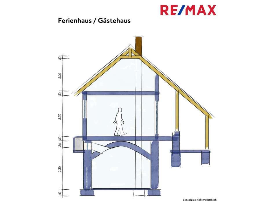 Ferienhaus, Schnitt mit Gewölb