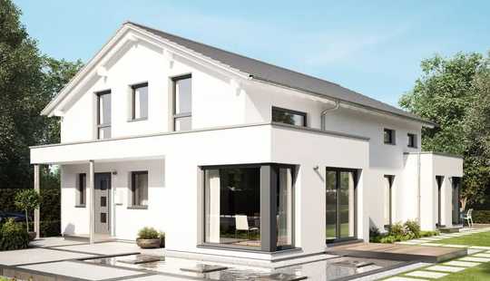 Bild von Modernes Zweifamilienhaus mit großen Übereck-Erkern - Grundstücksservice nutzen!