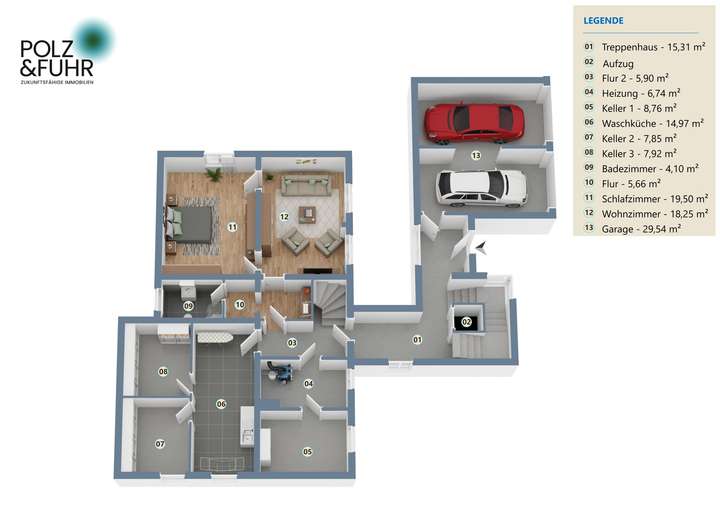 3D-Grundriss Kellergeschoss