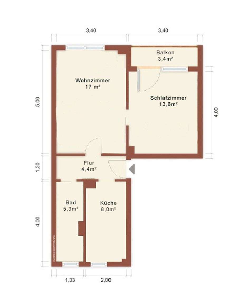 Renovierungsbedürftige 2-Zimmer-Wohnung im 3. OG in Zwickau-Hüttelsgrün, Zwickau – Bild 2