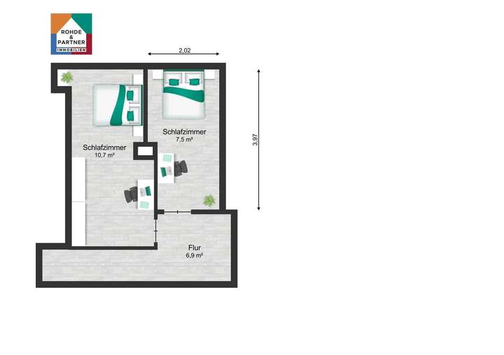 Grundriss im 1 Obergeschoss
