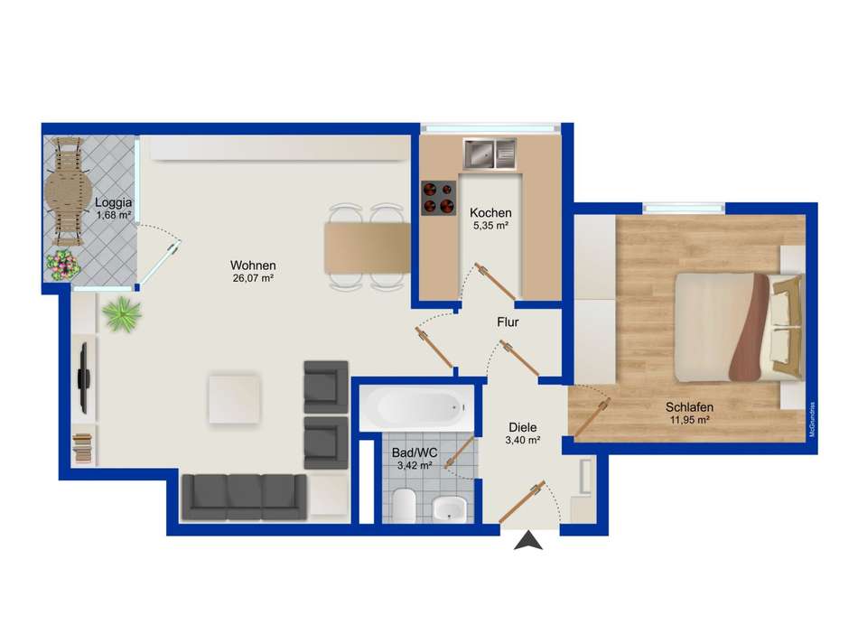 Zwei-Zimmer Wohnung in LU-West