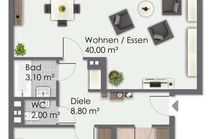 Vermietete 2-Raumwohnung 
mit großzügigem Grundriss. – 42651 Solingen-Mitte, Solingen – Vorschaubild 18