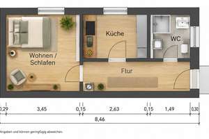 Frisch renoviertes 1-Zimmer-Apartment mit eigener Küche & eigenem Bad | Mannheim K2,9 | Ab 01.10. – 68161 Innenstadt/Jungbusch, Mannheim – Vorschaubild 2