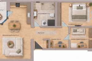     Kernsanierte 2,5 Zimmer-Wohnung mit zwei Balkonen in Unikliniknähe – 97078 Versbach, Würzburg – Vorschaubild 2