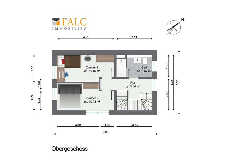 Grundriss Obergeschoss WE05