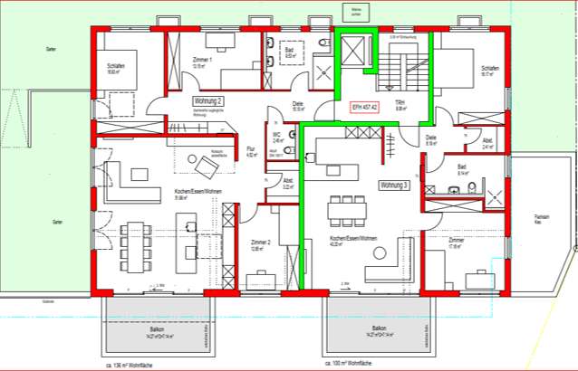 Erdgeschoss Wohnungen 2 und 3