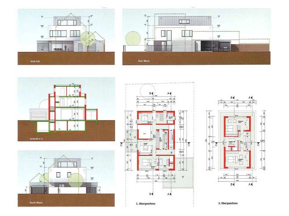 Grundriss und Ansichten Neubau