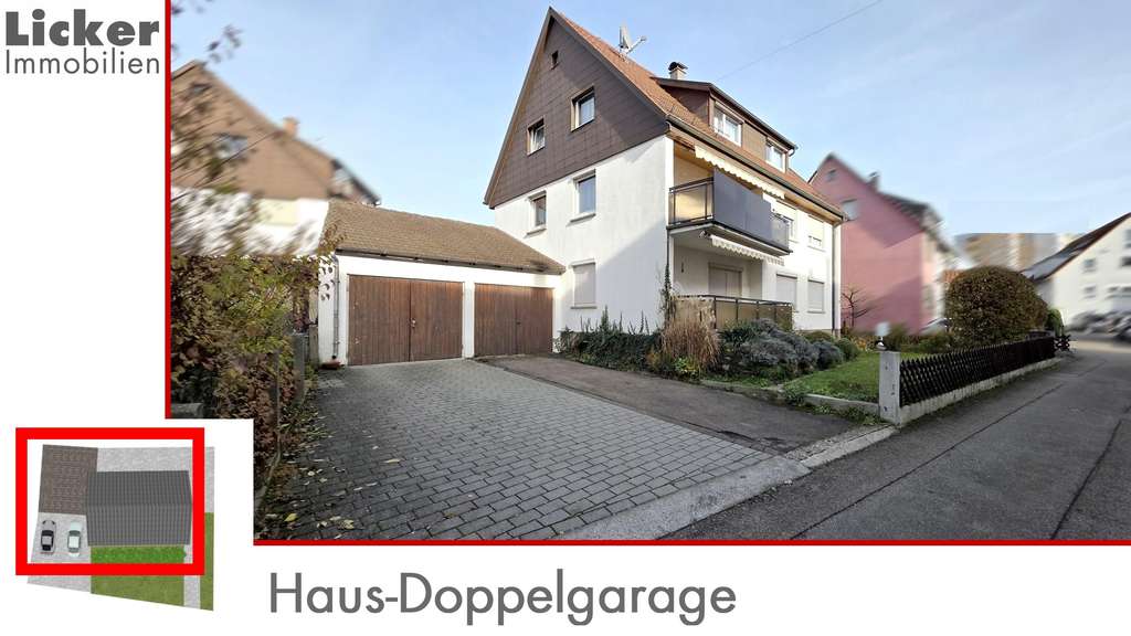 Immobilie in Ostfildern - 3 Fam.-Haus mit Doppelgarage, Werkstättle und Garten - Bild 1