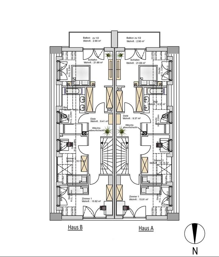 Grundriss OG re. Haus A