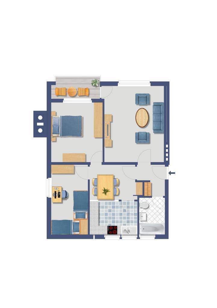 Vermietete 3 Zimmer Wohnung in zentraler Lage
