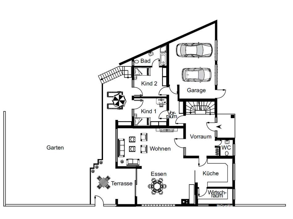 Grundriss Erdgeschoss (Möblier