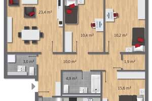 Komfortables Wohnen! 4,5-Raum-Wohnung mit rd. 94 m² im 1.OG mit Aufzug, Loggia und Stellplatz – Die vollständige Adresse der Immobilie erhältst du vom Anbieter., 45219 Kettwig, Essen – Vorschaubild 14