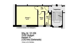 1 -Zimmer-Wohnung im Stuttgarter Westen (WBS-A erforderlich) – Kleiststraße 10, 70197 Hasenberg, Stuttgart – Vorschaubild 6