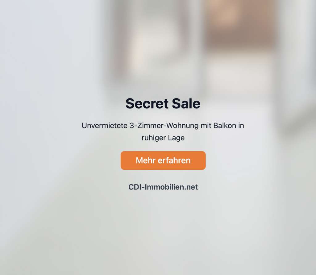 Unvermietete  3-Zimmer-Wohnung mit Balkon in ruhiger Lage