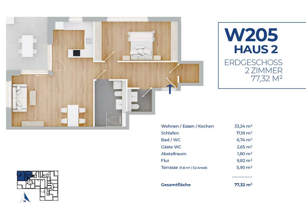Immobilie in Endingen - Großzügige 2-Zimmer-Wohnung mit eigenem Garten in KW 40 (NH) Gebäude!! Whg. 205 - Bild 2