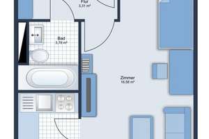Nur für Berufspendler | Möblierte schöne 1-Zimmer-Hochparterre-Wohnung in Krefeld  – Breitendyk 39, 47803 Inrath/Kliedbruch, Krefeld – Vorschaubild 12