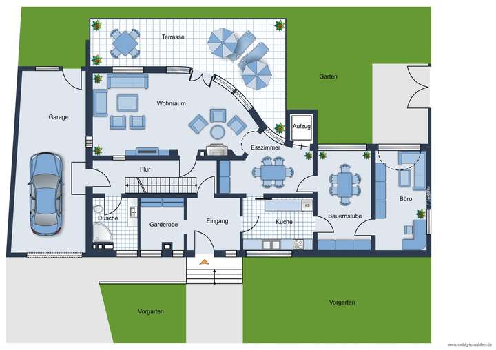 Grundrissskizze der Hauses - E