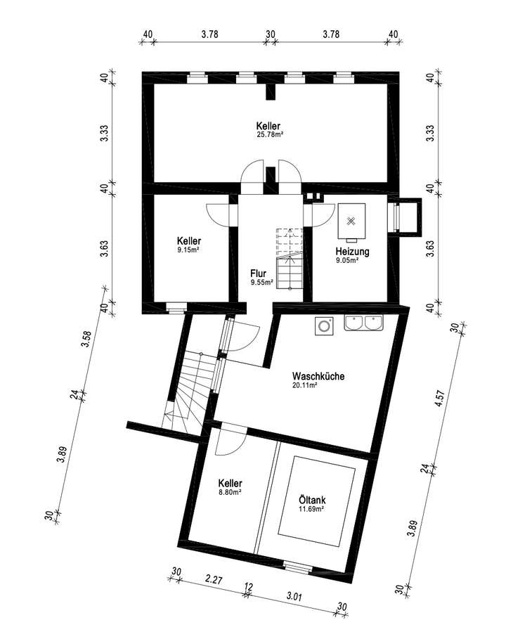Bemaßter Grundriss - KG