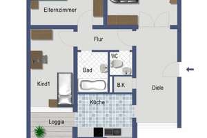 Bonn-Endenich. Kapitalanlage EG. mit 3 ZKB mit Balkon - Provisionsfrei! – Carl-Justi-Straße 23, 53121 Endenich, Bonn – Vorschaubild 2