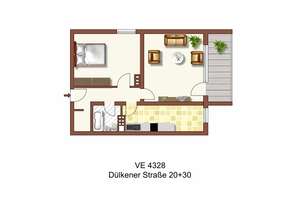 Barrierefrei Wohnen - große 2-Zimmer-Wohnung mit Laminatboden – Dülkener Straße 20, 47804 Benrad-Süd, Krefeld – Vorschaubild 2
