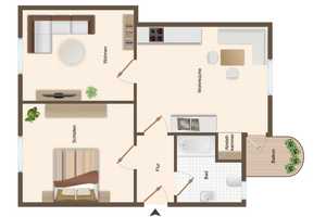 * ab 01.08. frei * großzügige 2-Zimmer,  große Wohnküche, Tageslichtbad, Balkon – Fröbelstr. 94, 47053 Duisburg – Vorschaubild 1