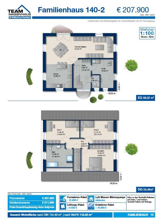 Grundrissbeispiel EG+OG_EFH 14
