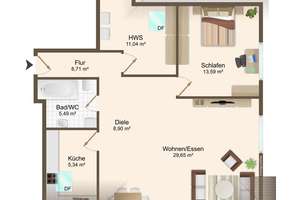 Wohnen mit Charakter: 2,5-Zimmer-Dachgeschosswohnung in Reutlingen -Ohmenhausen  – Brühlstraße 4, 72770 Ohmenhausen, Reutlingen – Vorschaubild 3