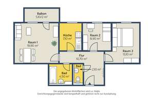 Frisch sanierte 3-Raum-Wohnung mit Balkon und Aufzug – Seehausener Str. 27B, 4158 Wiederitzsch, Leipzig – Vorschaubild 2
