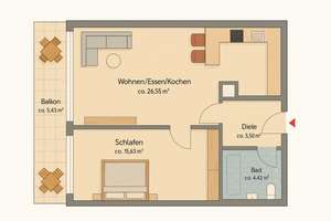 DIREKT VOM EIGENTÜMER - Vollmöblierte 2-Zimmer-Wohnung sofort verfügbar! – Die vollständige Adresse der Immobilie erhältst du vom Anbieter., 81927 Englschalking, München – Vorschaubild 9