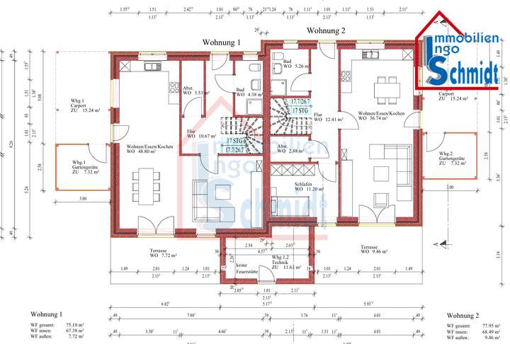 Grundriss EG - WHG 1+2