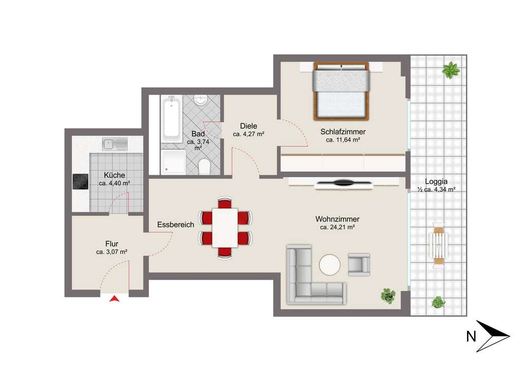 Immobilie in Fürstenfeldbruck - Gepflegte 2-Zimmer-Wohnung mit Loggia - Kapitalanlage in gefragter Wohnlage! - Bild 4