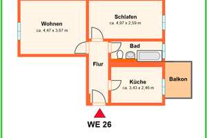 Schöne 2-Raum-Whg  im Heimgarten, mit Fensterbad und Balkon – Heimgarten 122, 9127 Gablenz, Chemnitz – Vorschaubild 6