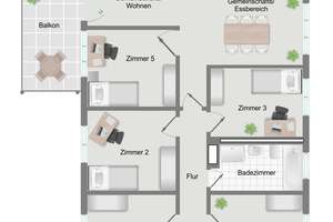 *IDEAL FÜR WG-KONZEPT- SOFORT FREI, BIS ZU 5 ZIMMER, VIEL GEMEINSCHAFTSFLÄCHE, 2 WCs, 2 x TG*