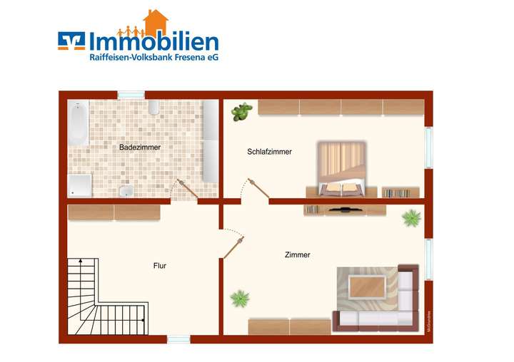 Grundriss Obergeschoss hinten.