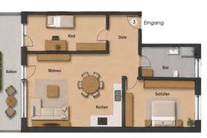 Neubau 3-Zimmerwohnung mit Tiefgarage – 76228 Palmbach, Karlsruhe – Vorschaubild 3