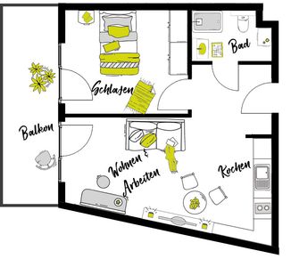 Vollmöblierte Suite im "CAMPUS VILLAGE Neu-Ulm" - nur für 1 Person