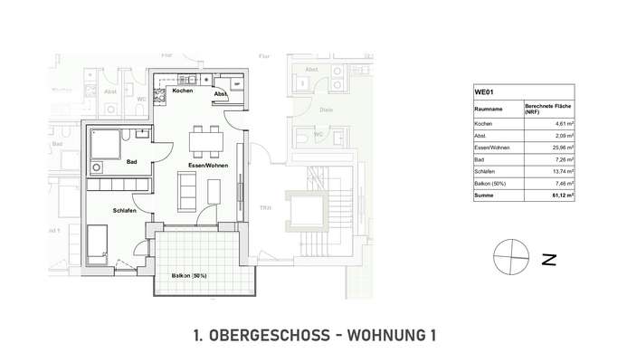 WHG. 01: Provisionsfrei KfW 40 Neubau Elz 2 Zimmer ca. 61 m² Balkon