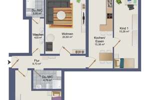 Just Immotions | Hochwertig sanierte 3-Zimmer-Wohnung mit zwei Bädern! – Die vollständige Adresse der Immobilie erhältst du vom Anbieter., 86163 Hochzoll-Nord, Augsburg – Vorschaubild 15