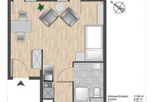 Möblierte Studentenwohnung mit Stil in Aachen-City! Ca. 29 m² – Die vollständige Adresse der Immobilie erhältst du vom Anbieter., 52072 Ponttor, Aachen – Vorschaubild 7
